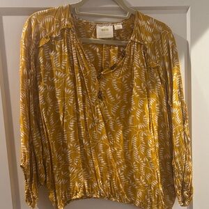 Maeve Golden Yellow Leaf Print Blouse